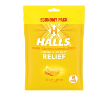 HALLS Relief Honey Lemon Cough Drops, Economy Pack, 80 Drops