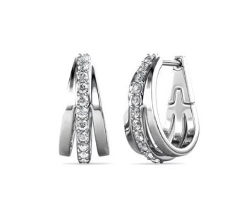 Cate & Chloe Madison 18k White Gold Hoop Earrings with Swarovski Crystals