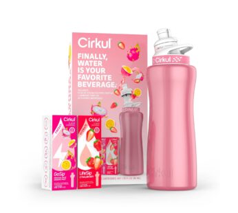 Cirkul 32oz Rose Gold Stainless Steel Water Bottle Starter Kit with Rose Gold Lid and 2 Flavor Cartridges