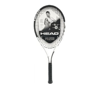 Geo Speed Adult Tennis Racquet, Pre-Strung, Black_White, 10.4 oz. Weight, 105 Sq. in. Racquet Head Size