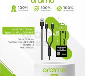 Oraimo OCD-E62 2in1 (Micro USB + TypeC) Fast Charging Cable