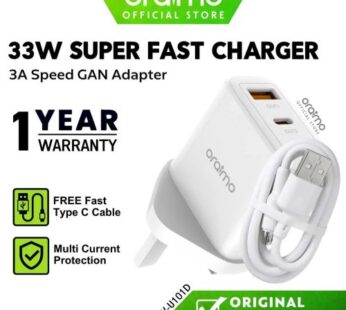 Oraimo PowerGaN 33W Fast Charging charger kit (OCW – U101D)