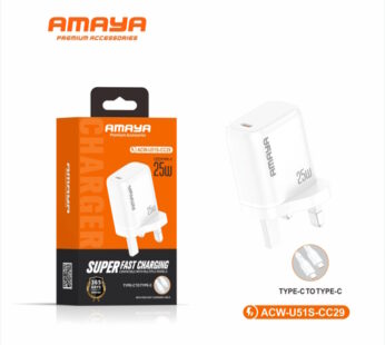 Amaya ACW-U51S-CC29 25W Single USB 2in1 Fast Charger White