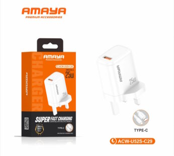 Amaya ACW-U52S-C29 25W Single USB 2in1 Fast Charger